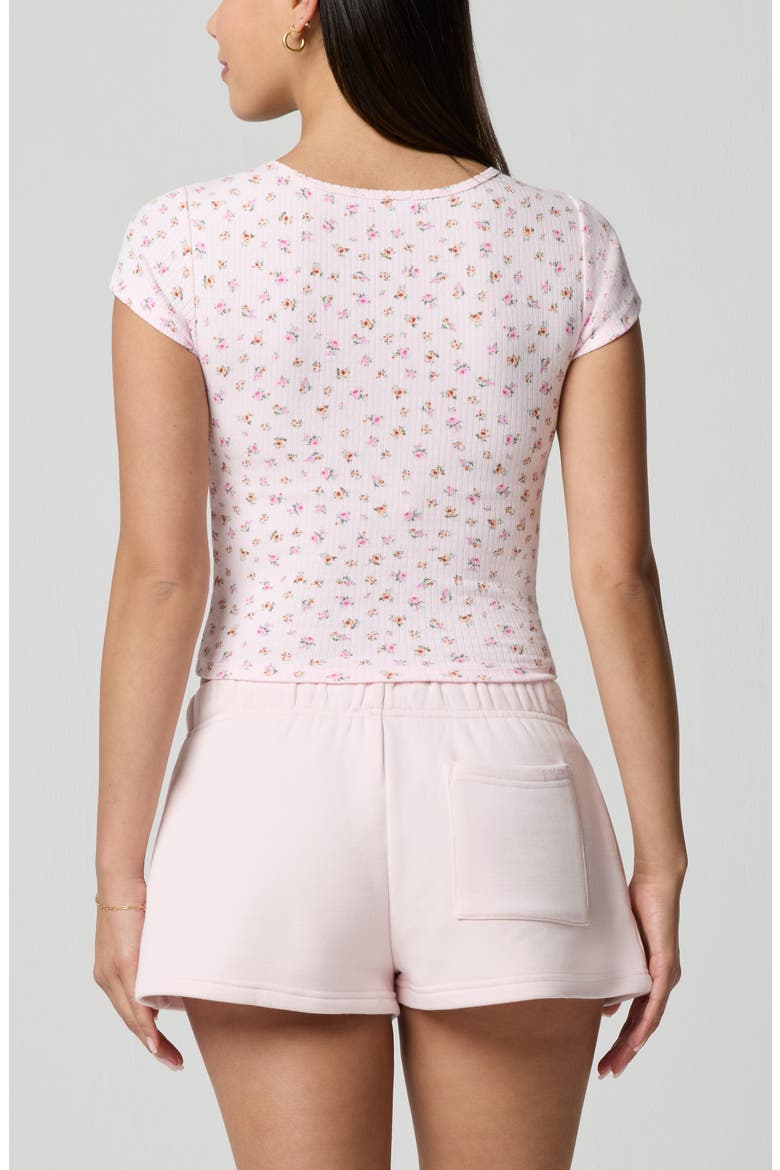 Ditsy Floral Stretch Cotton Crop Baby T-Shirt, Alternate, color, PETIT JARDIN PINK/ PINK