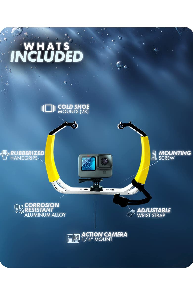 MOVO GB-U80 Underwater Diving Rig for Action Cameras, Alternate, color, Black