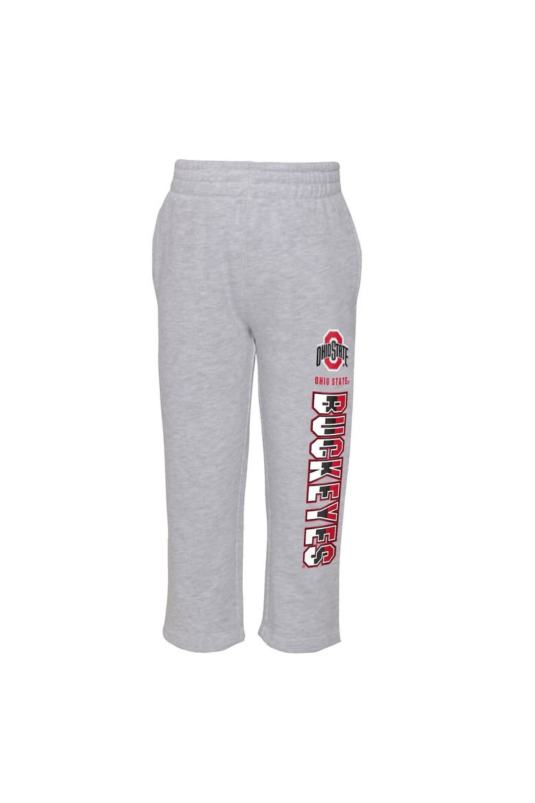 Toddler Heather Gray/Scarlet Ohio State Buckeyes Playmaker Pullover Hoodie & Pants Set, Alternate, color, Heather Gray