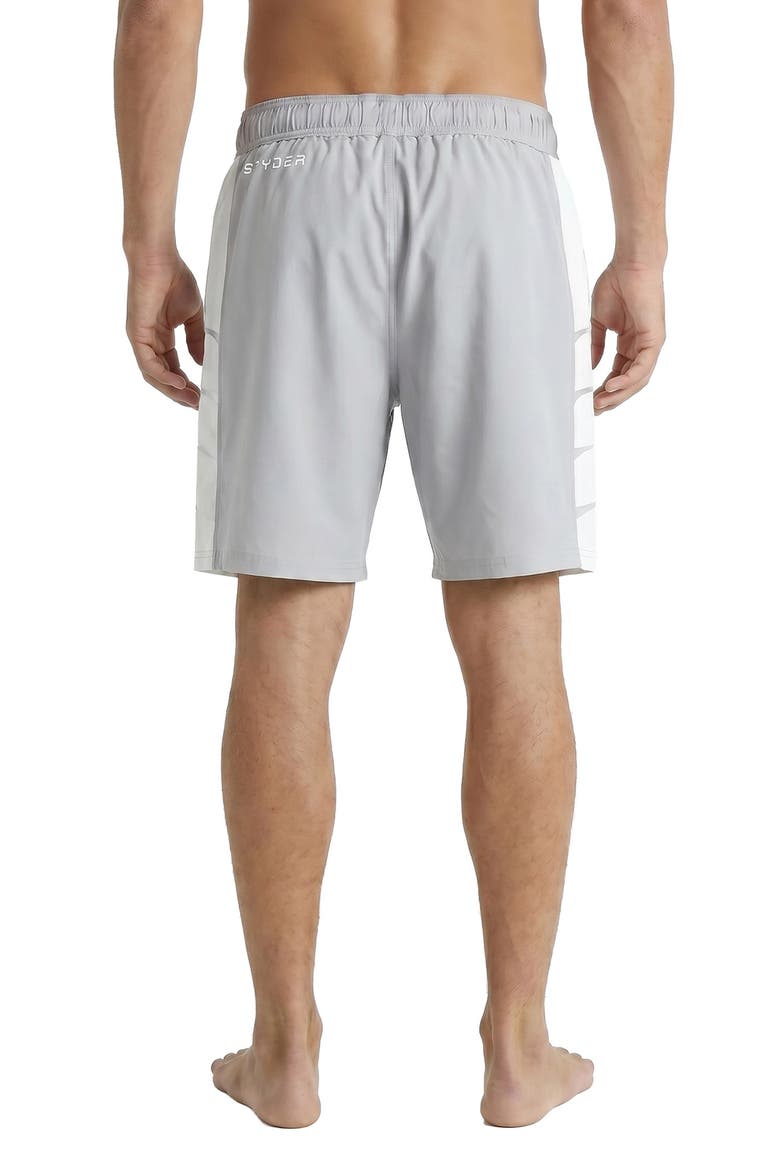 Colorblock Graphic Volley Swim Trunks, Alternate, color, ALLOY