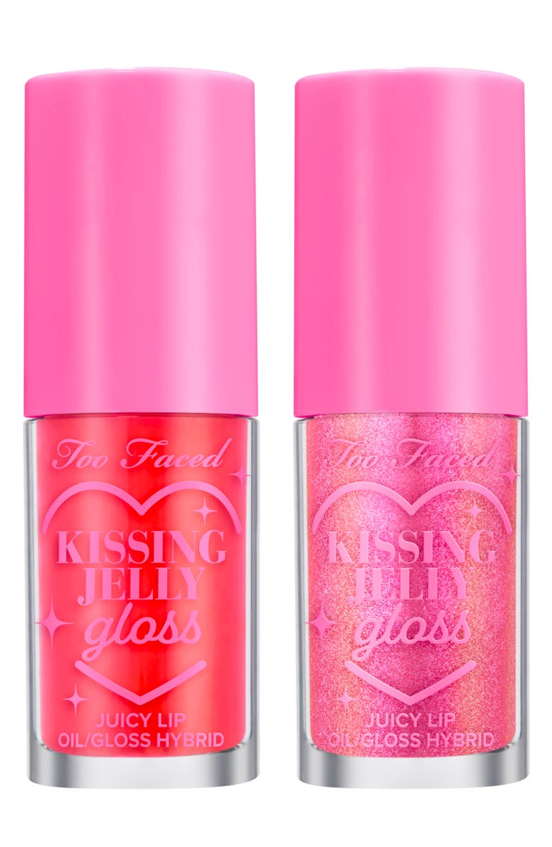 Too Faced Kissing Jelly Favorites Lip Oil Gloss Set $44 Value, Alternate, color, Sour Watermelon And Bubblegum