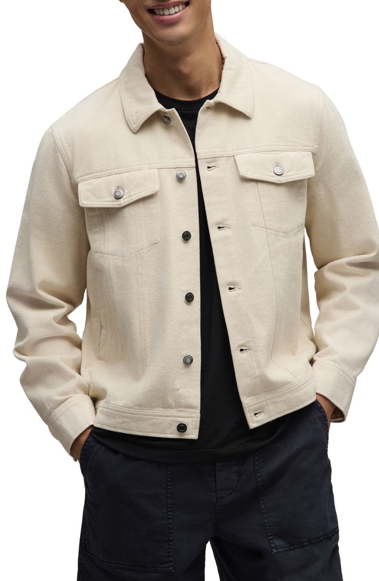 Barefoot Dreams<sup>®</sup> Brushed Cotton Twill Trucker Jacket, Main, color, Canvas
