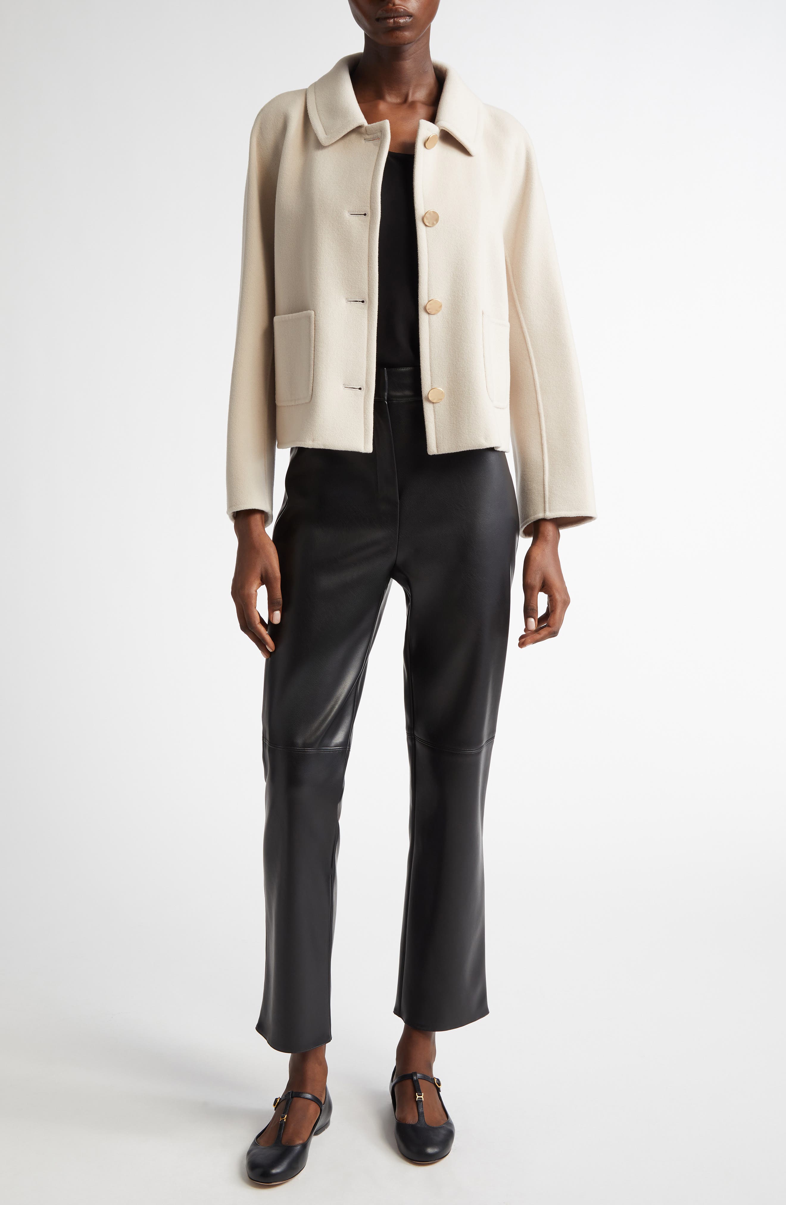 Edgard Faux Leather Straight Leg Crop Pants - image 2