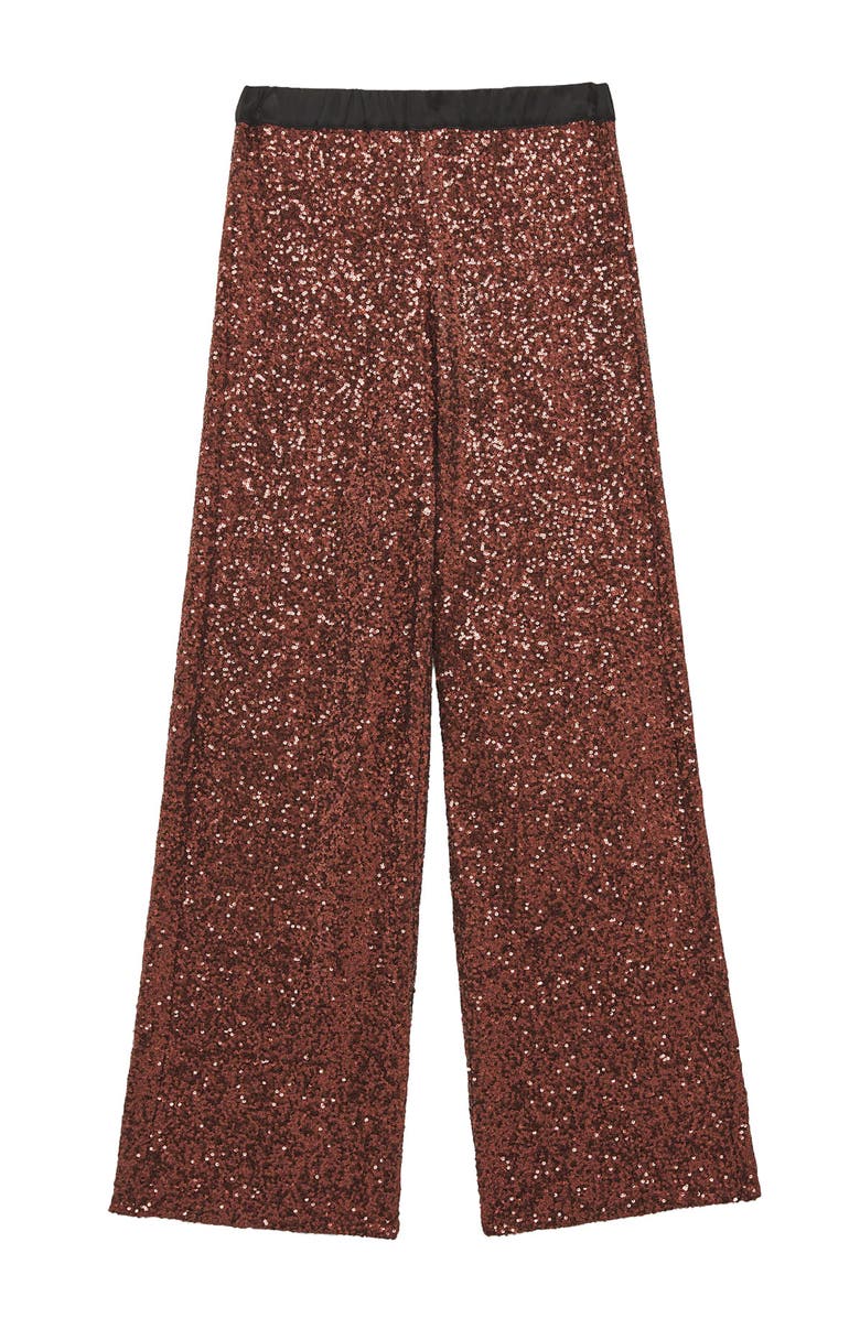 ottod'Ame Palazzo Trousers With Sequins, Alternate, color, Bronze