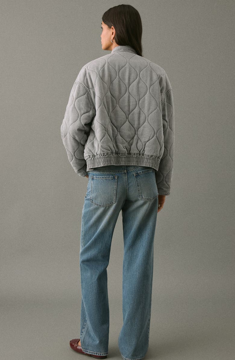 MANGO TEEN Quilted Denim Jacket, Alternate, color, Grey