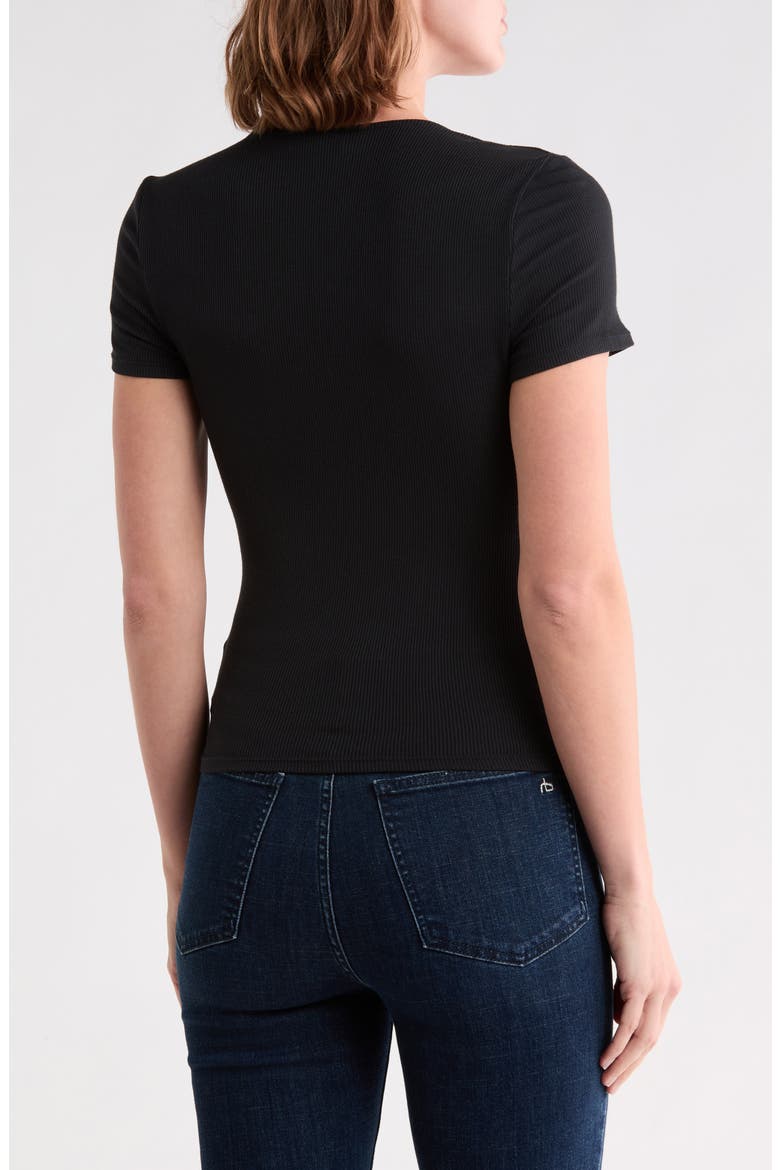 Nanette Ribbed V-Neck Tee, Alternate, color, BLACK