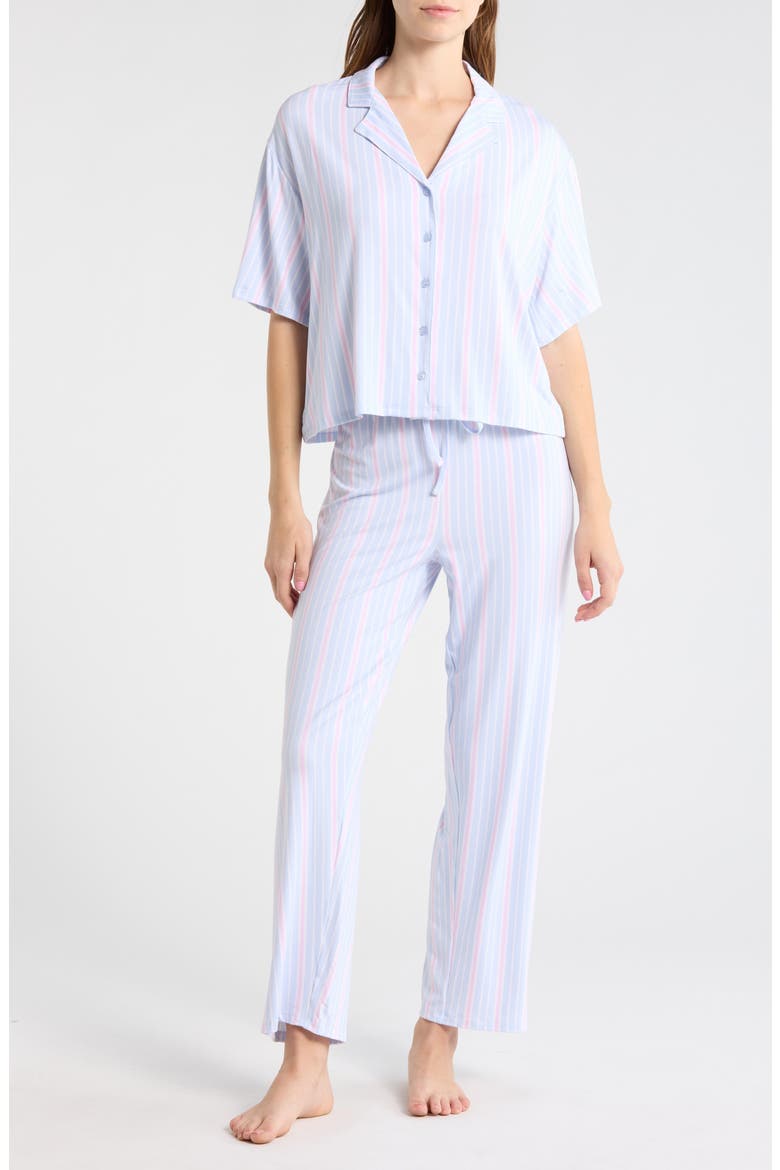 Sleepy Head Pajamas, Main, color, BLUE F- PINK P JULIANA STRIPE