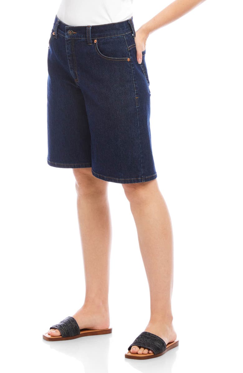 Karen Kane Denim Bermuda Shorts, Alternate, color, Indigo