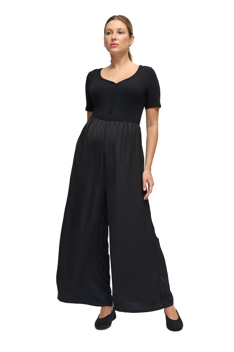 Mix Media Maternity  Jumpsuit, Main, color, Black