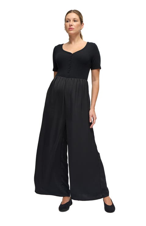 Mix Media Maternity  Jumpsuit