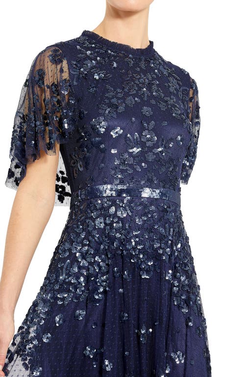 Mac Duggal Sequin Tulle Gown In Midnight