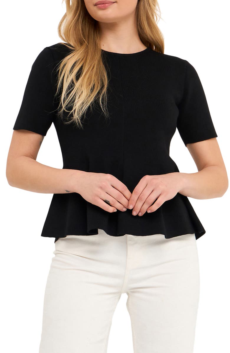Endless Rose Peplum Short Sleeve Sweater, Alternate, color, 
