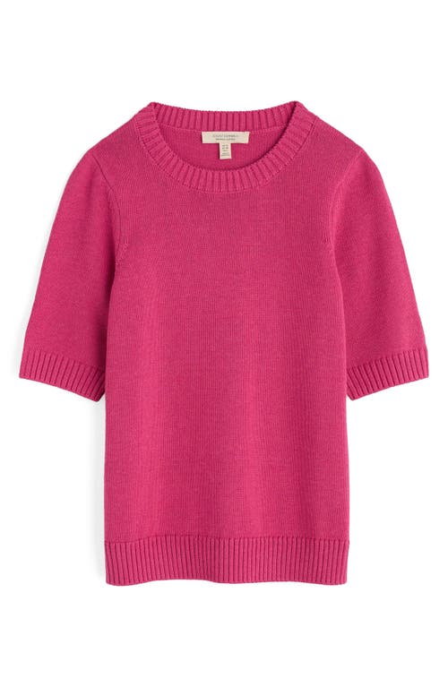 Seasalt Cornwall Studio Short Sleeve Organic Cotton Crewneck Sweater In Knit Melange Tulip