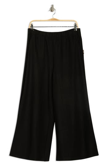 Eileen Fisher High Waist Wool Wide Leg Pants In Black