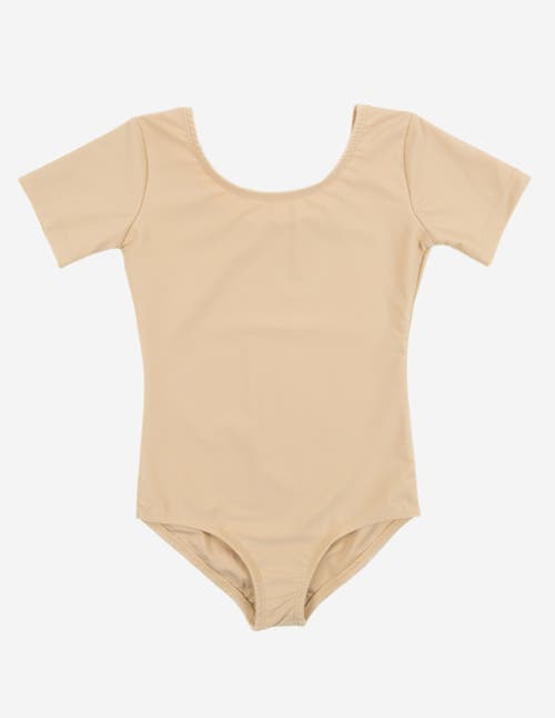 Leveret Girls Short Sleeve Leotard In Brown