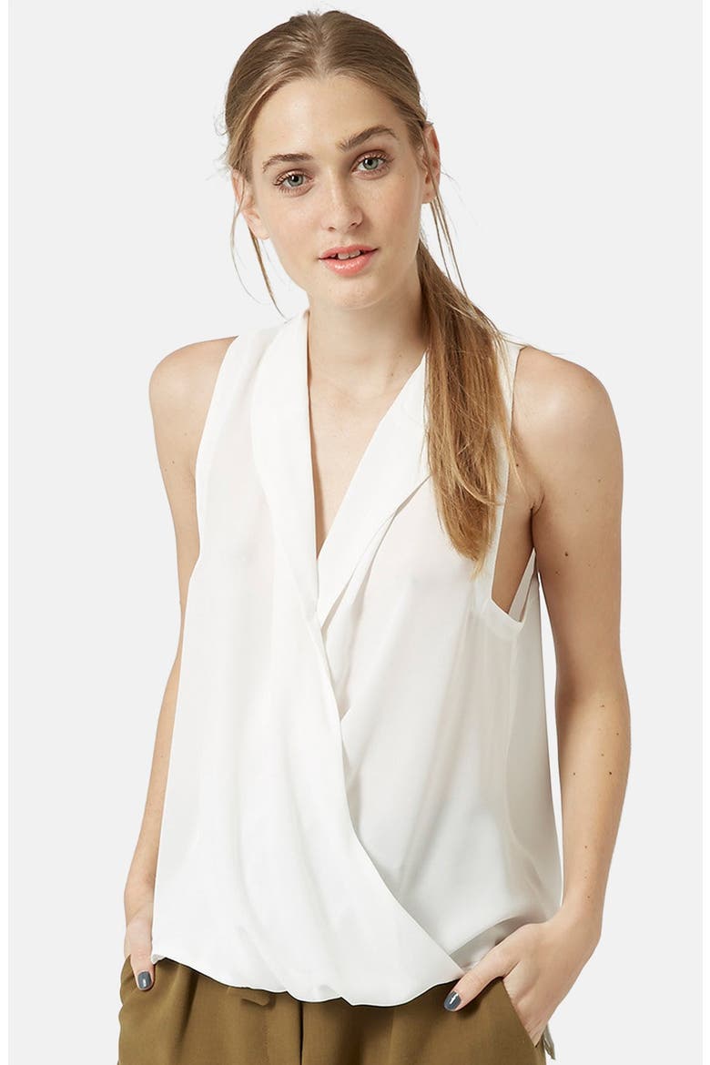 Sleeveless Drape Blouse, Alternate, color, CREAM