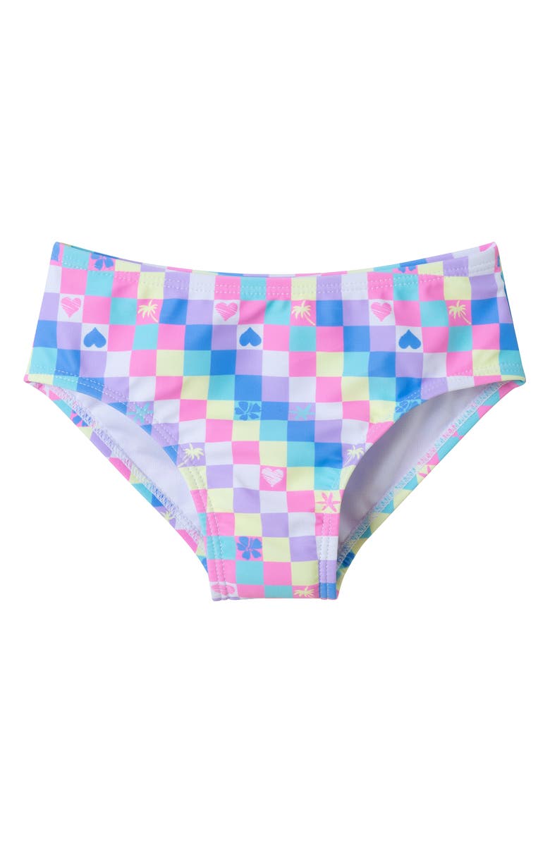 Andy & Evan Kids' Check Long Sleeve Two-Piece Rashguard Swimsuit, Alternate, color, 