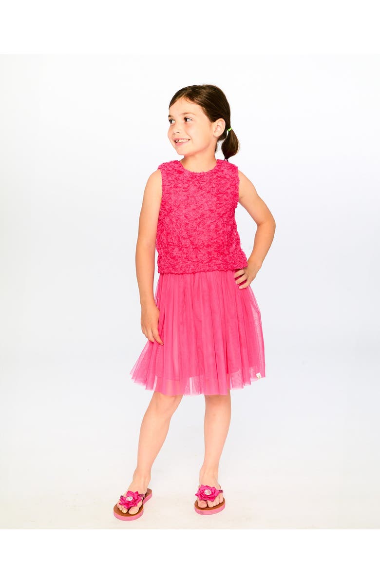 Deux par Deux Sleeveless Textured Rosette Dress, Alternate, color, Pink