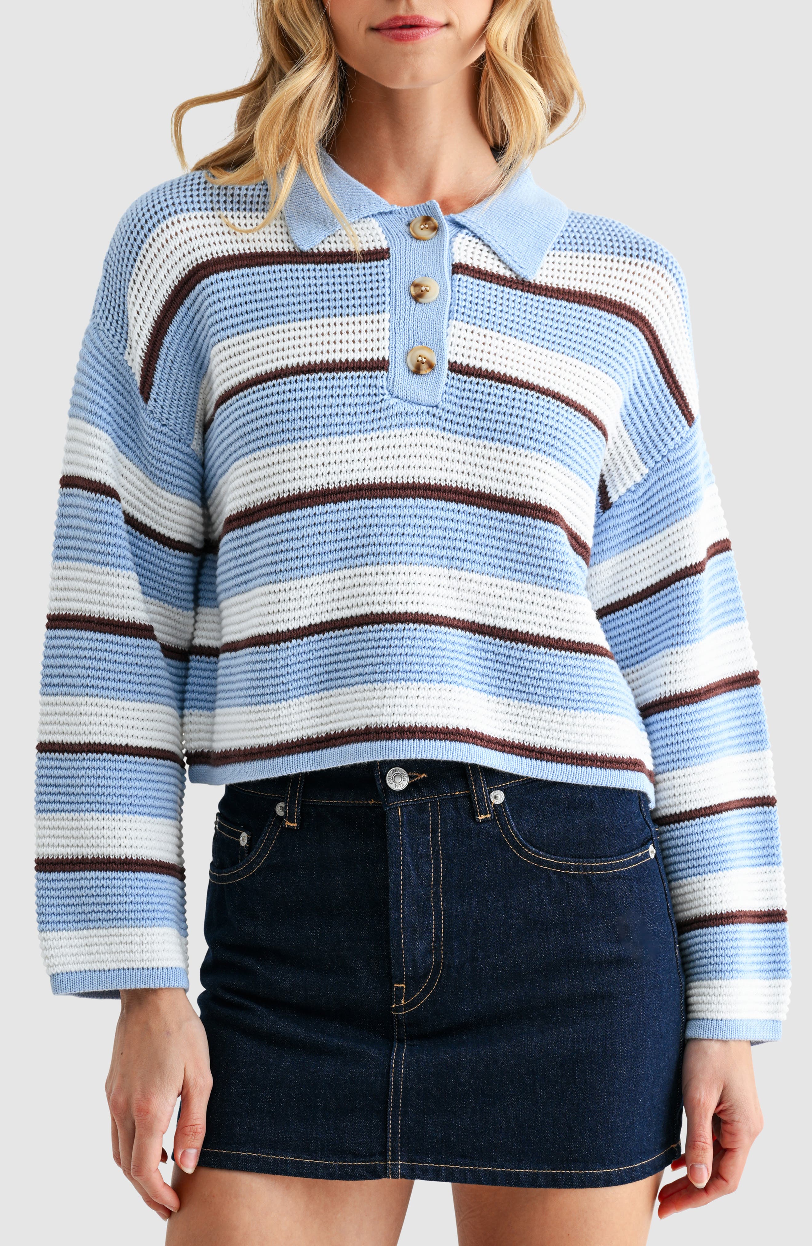 Striped Polo Sweater - image 3