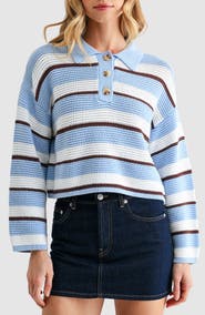 Lush Striped Polo Sweater