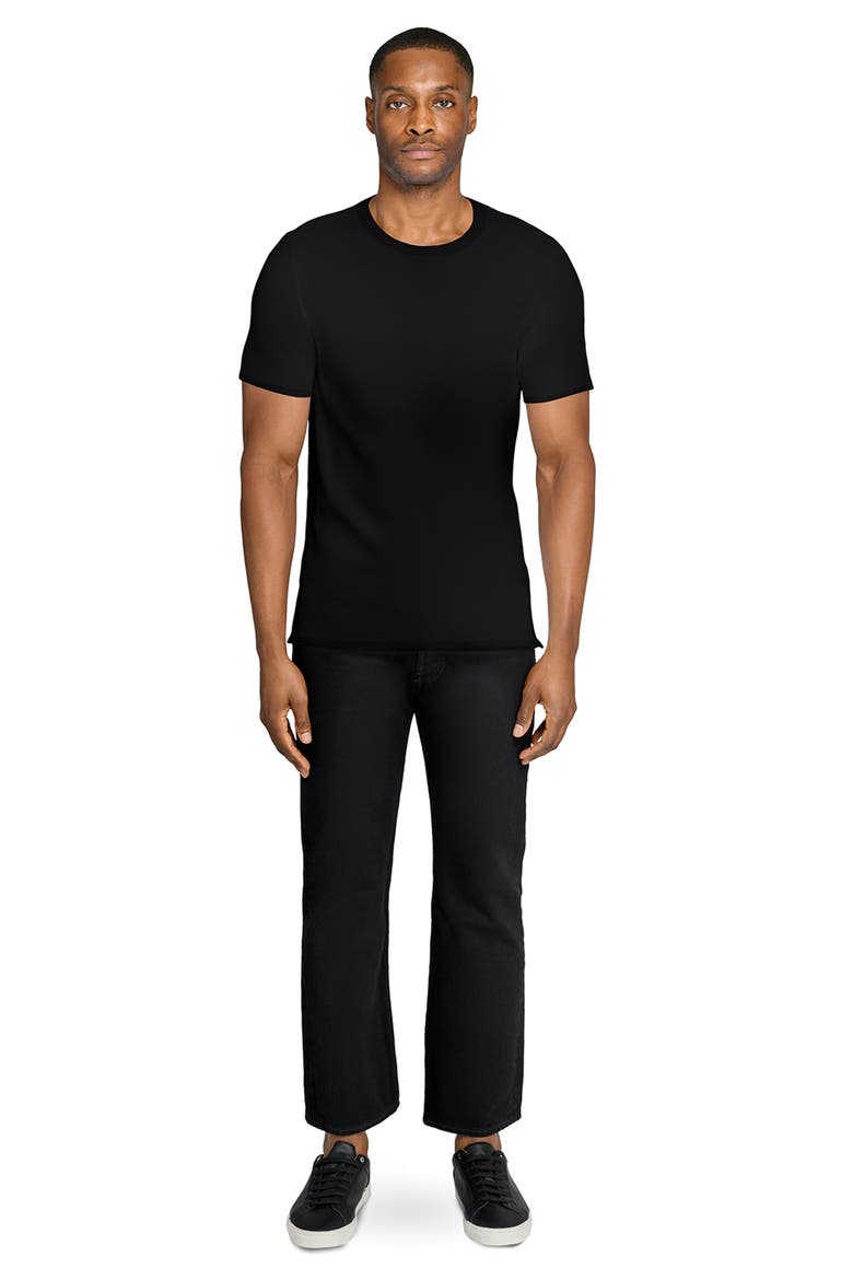 Asher Black Slub Stretch Cotton & Modal T-Shirt, Alternate, color, BLACK