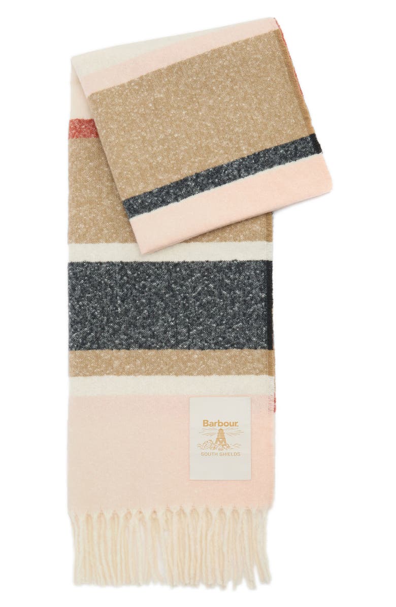 Barbour Paige Fringe Scarf, Alternate, color, Beige Multi