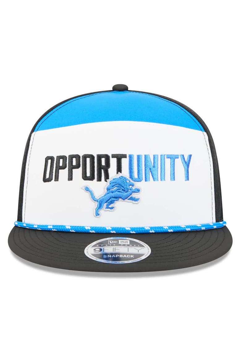 Men's New Era White/Black Detroit Lions 2025 Inspire Change Split Panel 9FIFTY Snapback Hat, Alternate, color, White