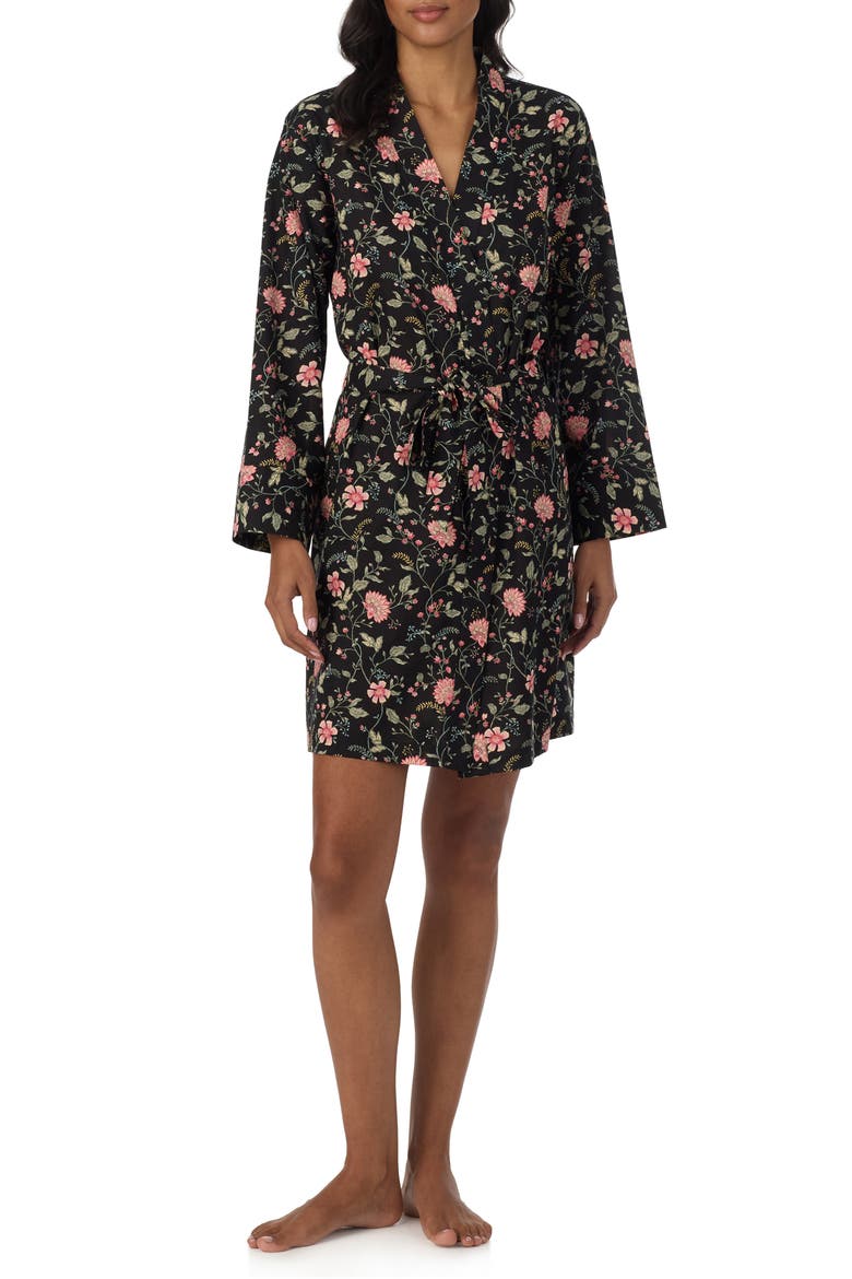 Floral Short Robe, Main, color, BLACK GRID FLOWER