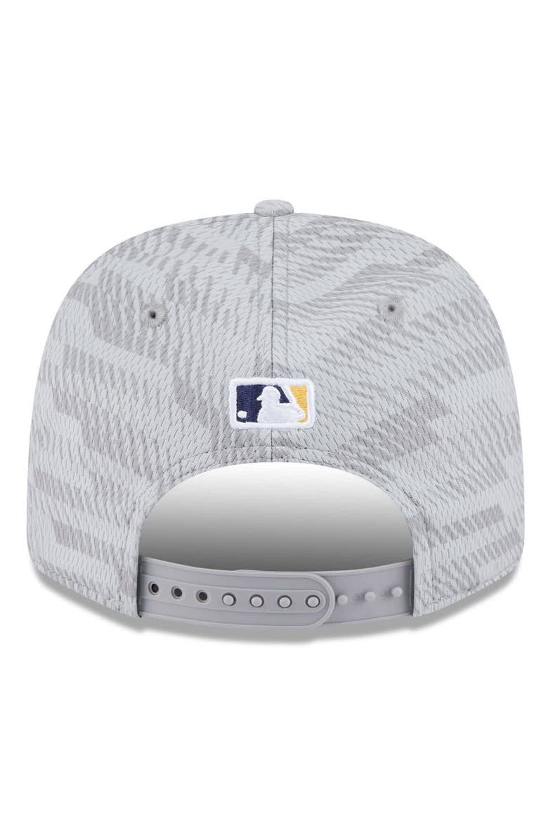 New Era Men's New Era Gray Milwaukee Brewers 2025 MLB Clubhouse 9SEVENTY Stretch-Snap Hat, Alternate, color, 