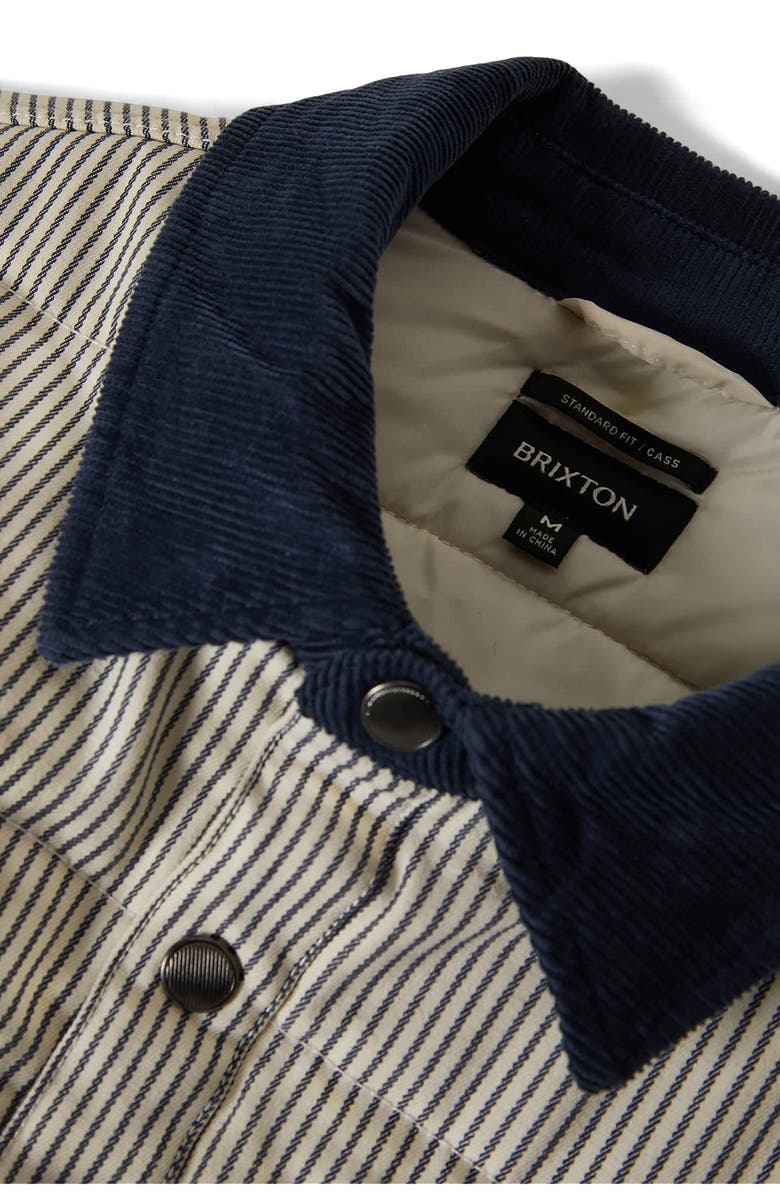 Brixton Cass Engineer Stripe Quilted Jacket, Alternate, color, Whitecap/ Mood Indigo Hickory