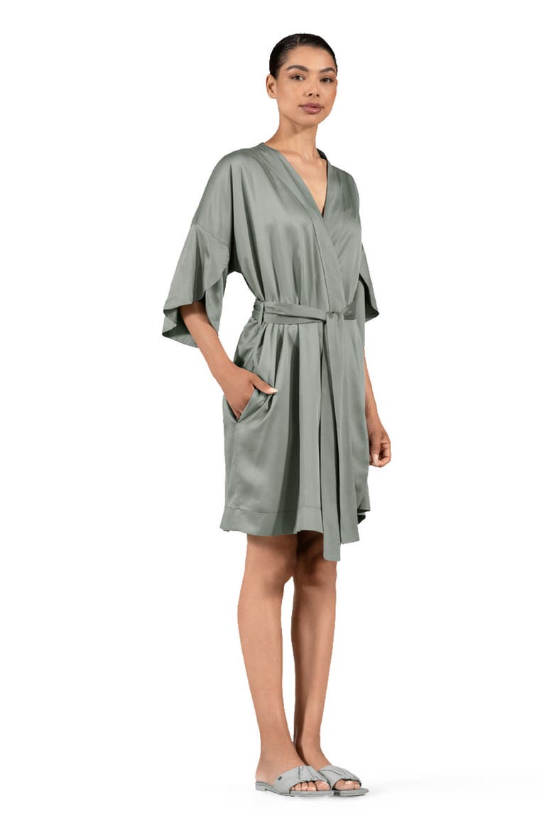 Naomi Short Woman's bathrobe, Alternate, color, Green