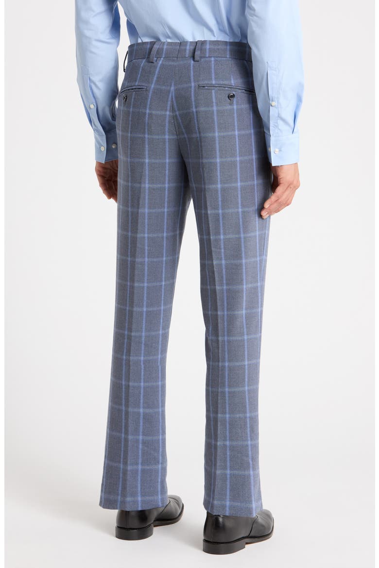 Flat Front Dye Plaid Dress Pants, Alternate, color, HEATHER NAVY