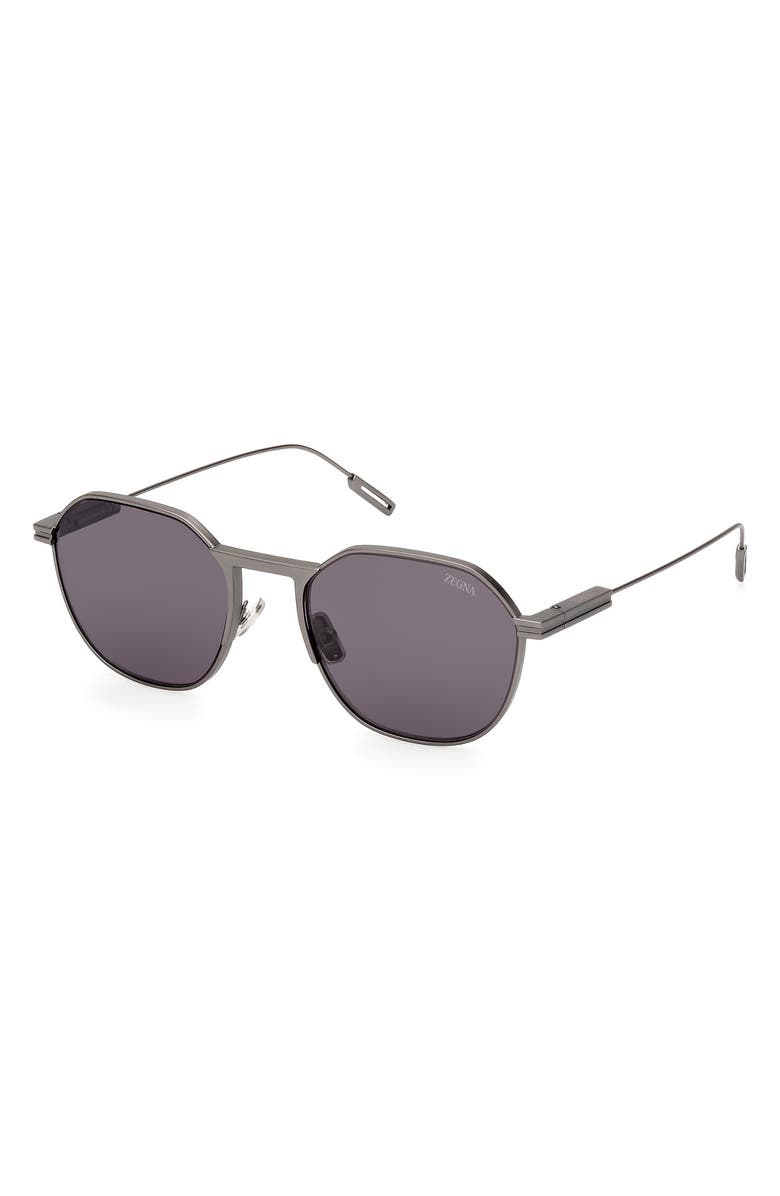 ZEGNA 55mm Round Sunglasses, Alternate, color, 