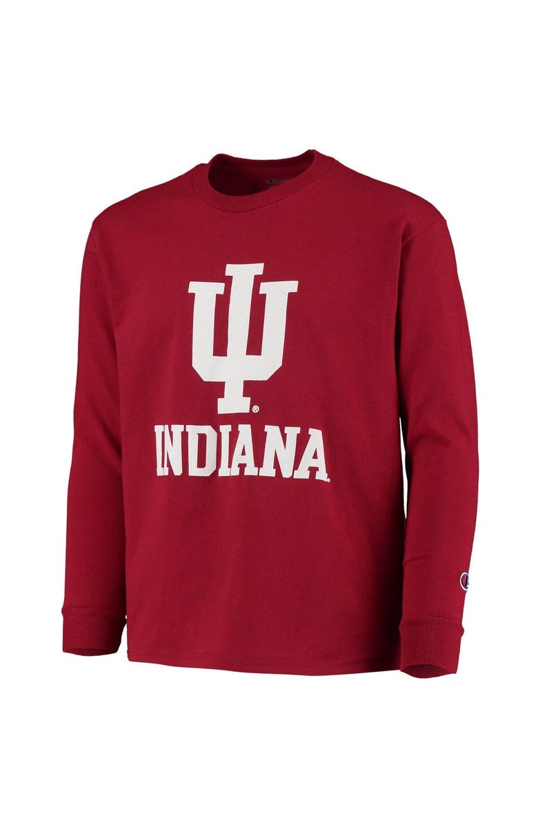 Champion Youth Champion Crimson Indiana Hoosiers Lockup Long Sleeve T-Shirt, Alternate, color, 