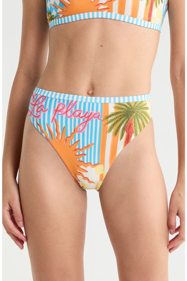 Beach Static Sully Reversible High Waist Bikini Bottoms, Main, color, OPEN BLUE