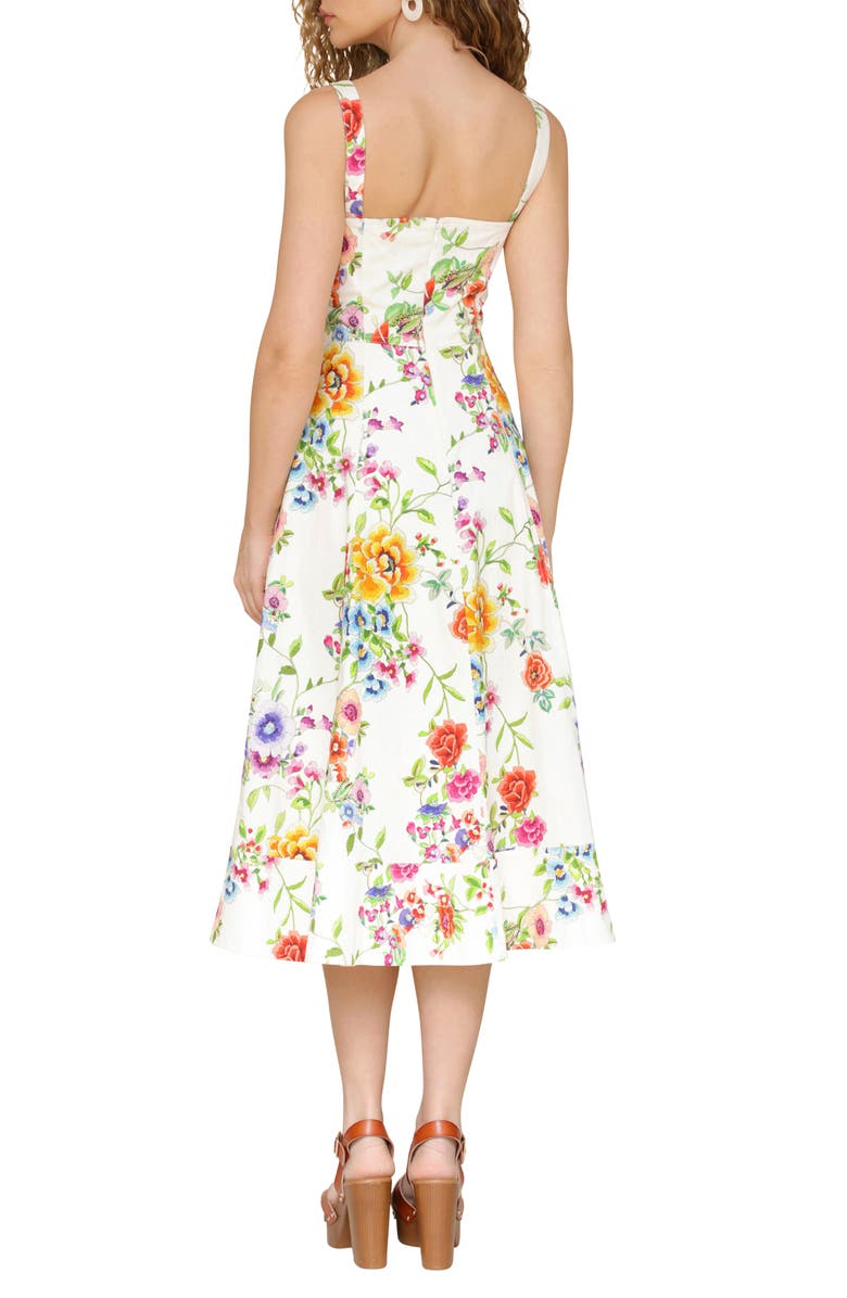 Avec Les Filles Floral Fit & Flare Dress, Alternate, color, White Zinnia Floral