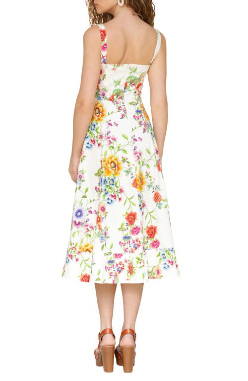 Avec Les Filles Women's Fit & Flare Floral-print Dress In White Zinnia Floral