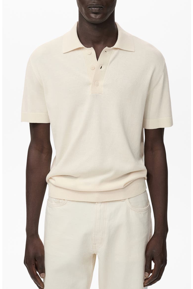Cotton Blend Knit Polo, Main, color, OFF WHITE