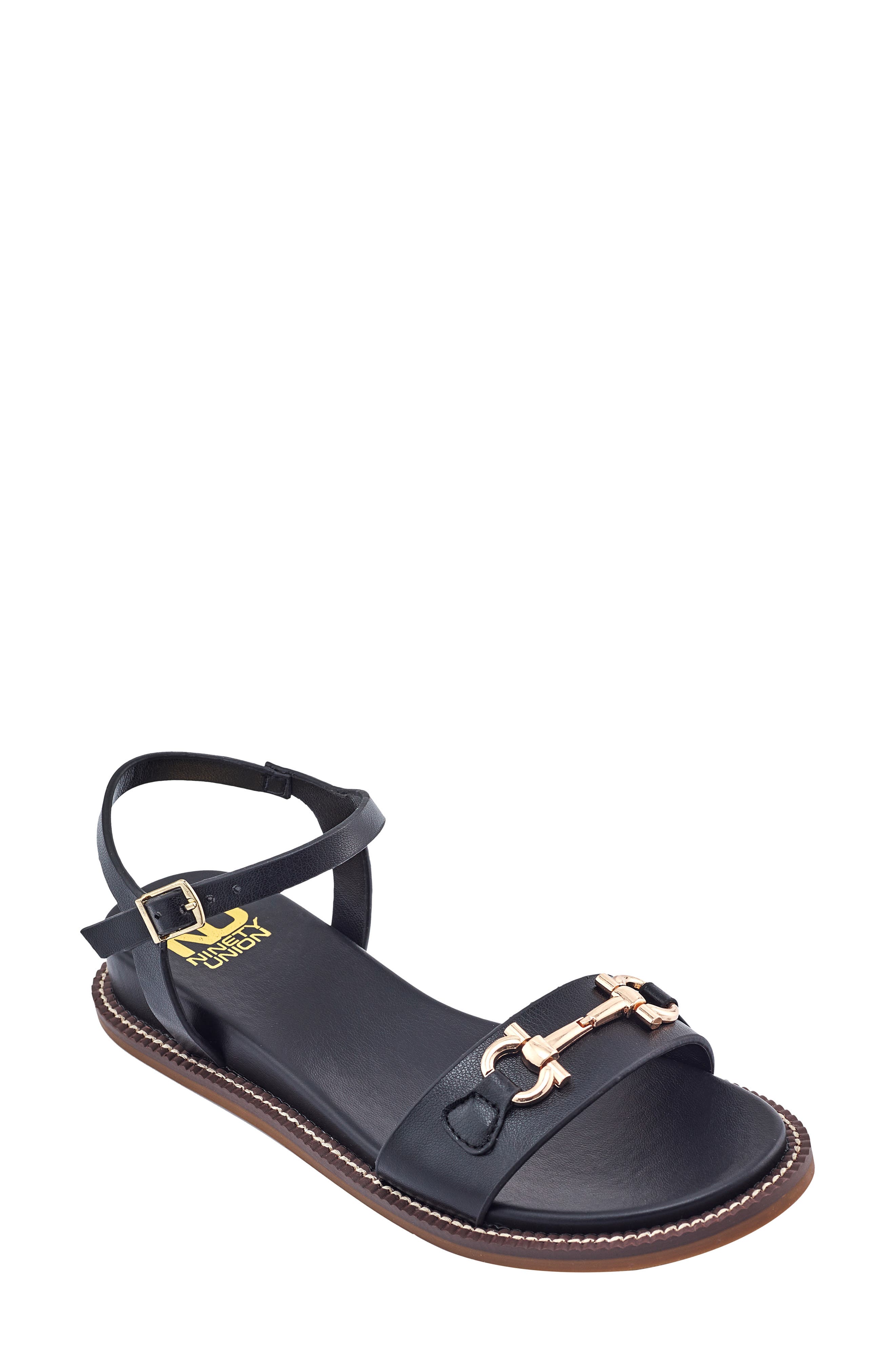 Madison Ankle Strap Flat Sandal, Main, color, BLACK