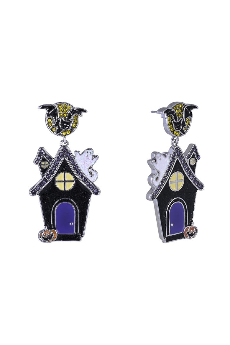 Halloween Haunted House Earrings, Main, color, Purple