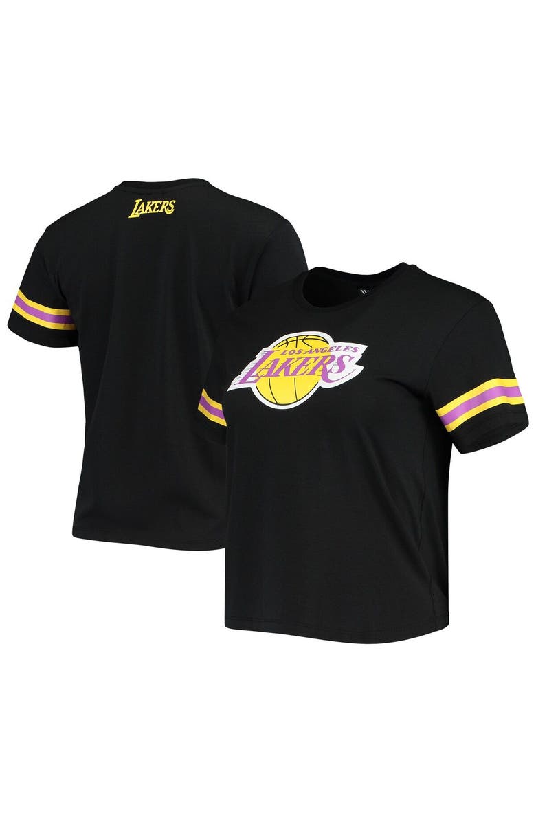 THE WILD COLLECTIVE Women's The Wild Collective Black Los Angeles Lakers Cropped T-Shirt, Alternate, color, 