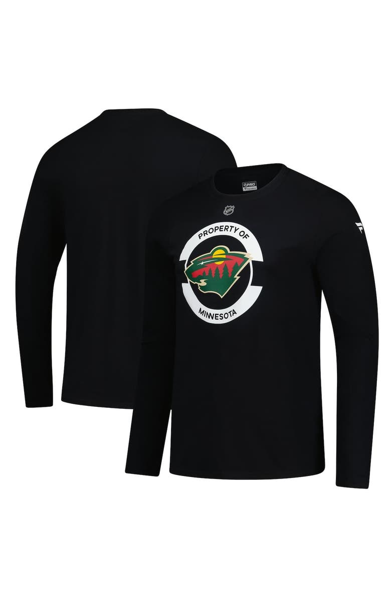 FANATICS Men's Fanatics Black Minnesota Wild Authentic Pro Practice Long Sleeve T-Shirt, Main, color, 