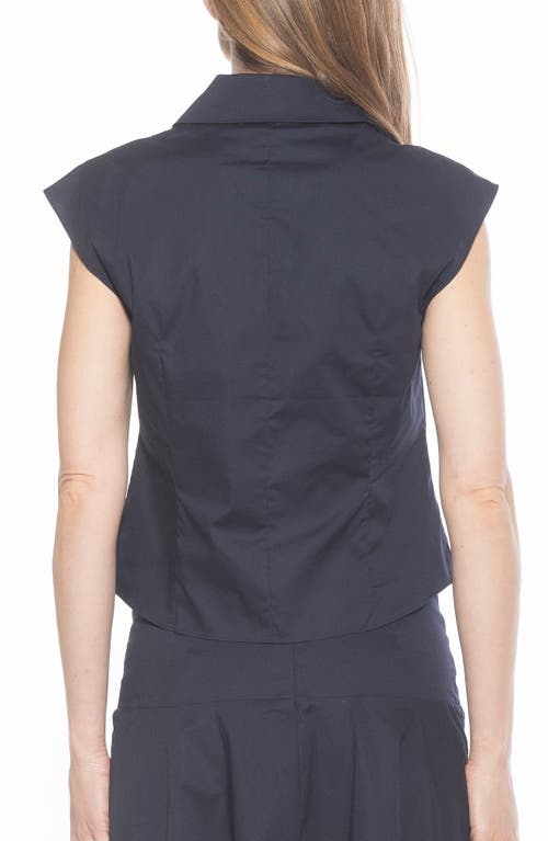 Alexia Admor Juniper Button-up Shirt In Navy
