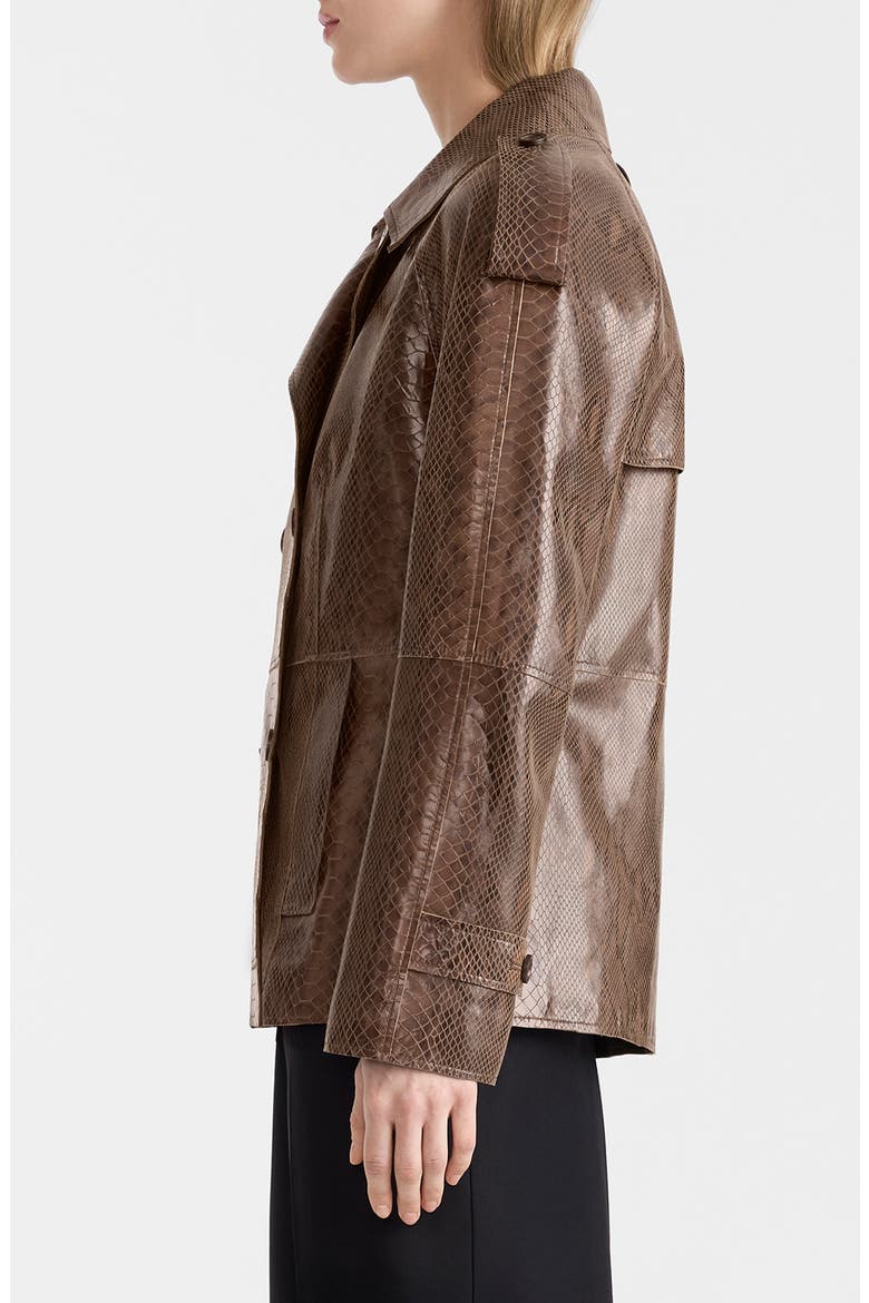 Dolores Double Breasted Leather Coat, Alternate, color, UMBER