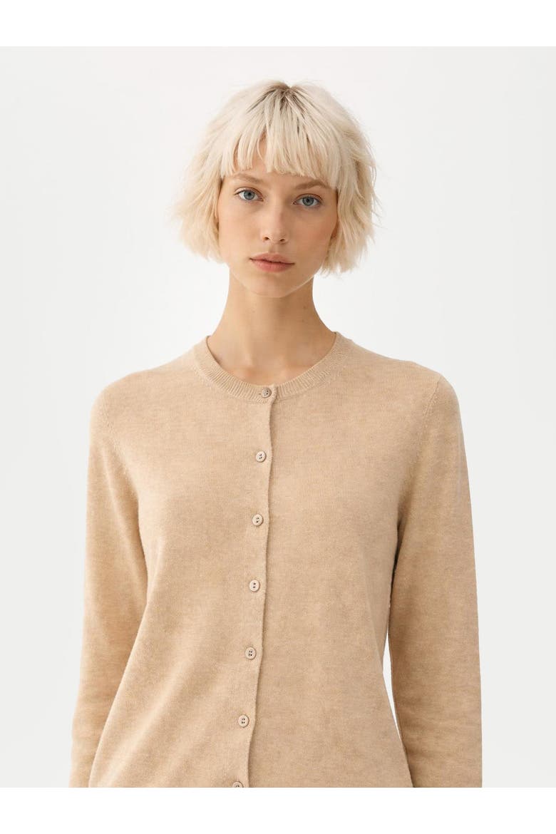 Timeless Cashmere Crewneck Cardigan, Alternate, color, beige