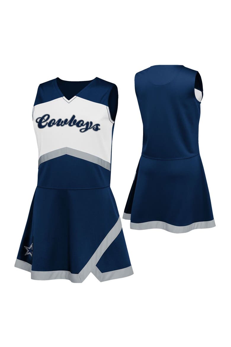 Girls Preschool Navy Dallas Cowboys Two-Piece Cheer Captain Jumper Dress with Bloomers Set, Main, color, Navy