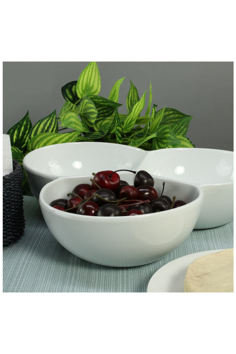 Set of 2 3-Section Serving Bowls, Alternate, color, WHITE