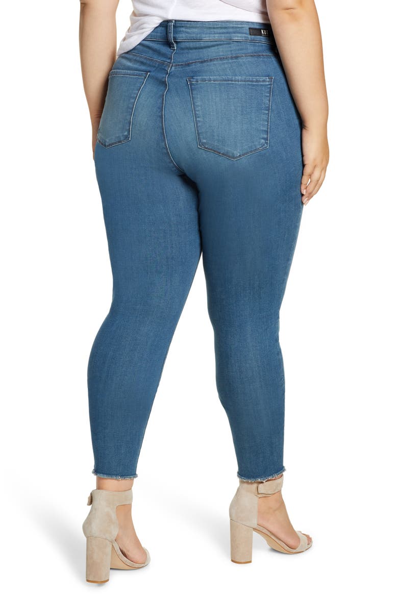 High Waist Fray Hem Skinny Jeans, Alternate, color, THOUGHTFULNESS