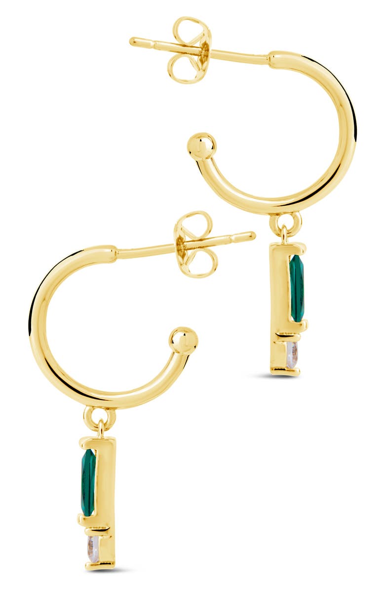 Sterling Forever Teigen CZ Drop Hoop Earrings, Alternate, color, Gold/ Green
