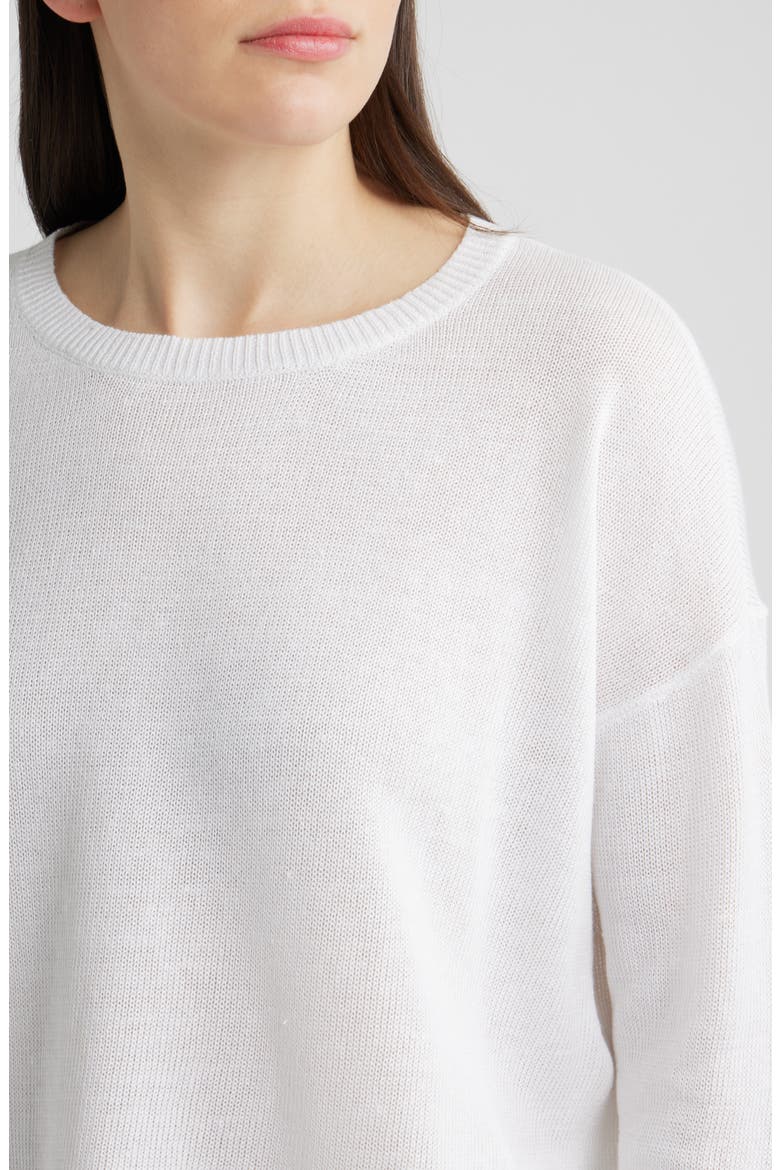 Crewneck Organic Linen & Organic Cotton Sweater, Alternate, color, WHITE